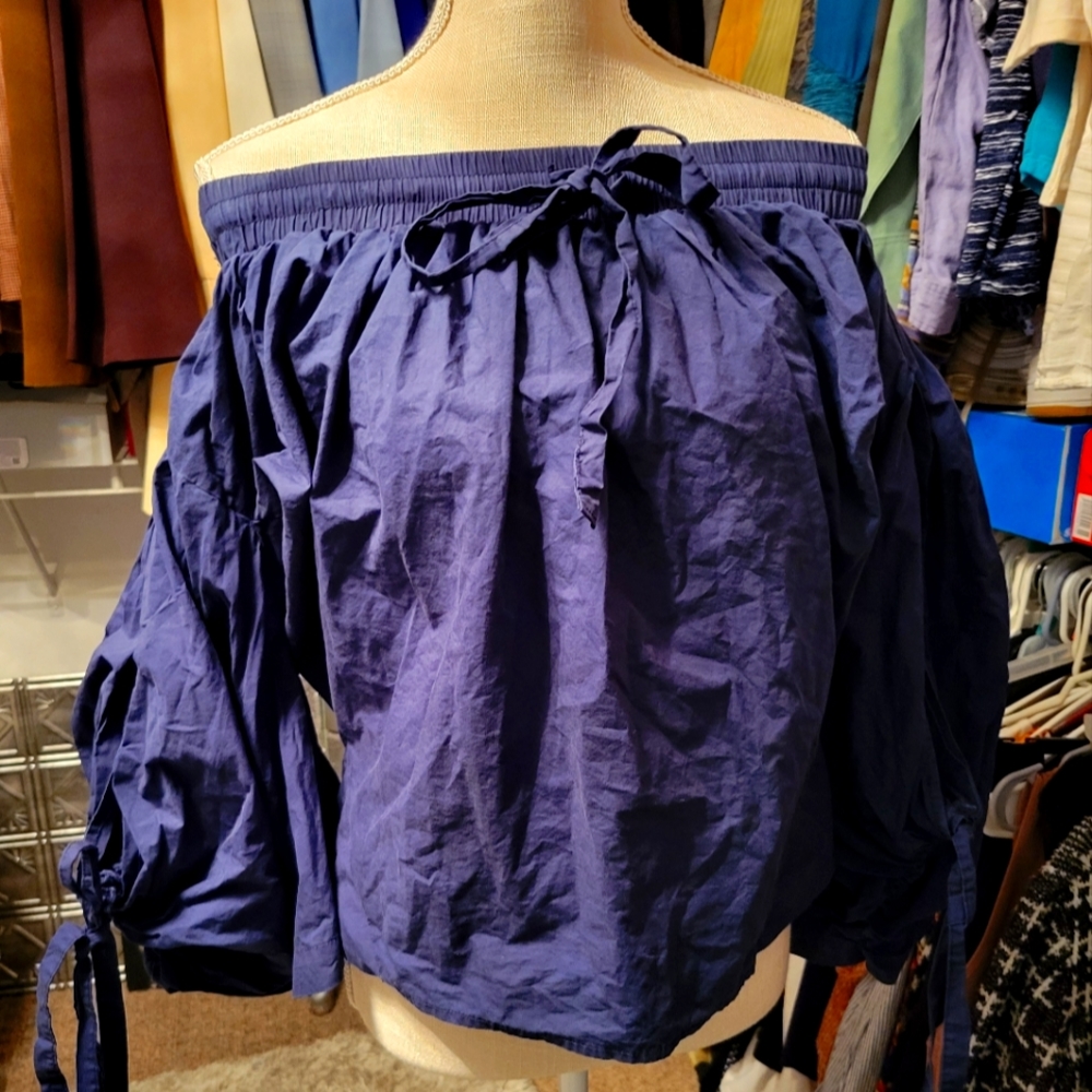 100% Cotton Sleeveless Blue Blouse